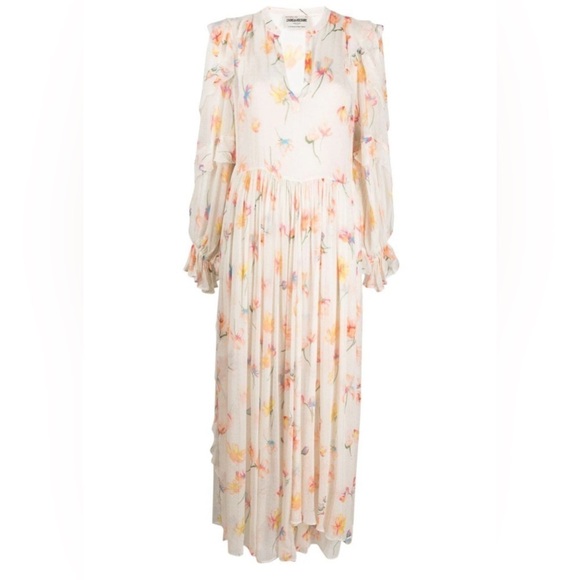 NWT Zadig & Voltaire Riciny Mousseline Ruffled Floral Maxi Dress - Picture 10 of 12
